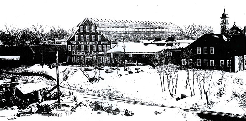 Vue extérieure des bâtiments de la Sorel Steel Foundries